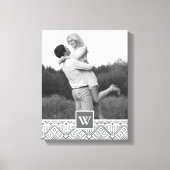 Gray Aztec Pattern | Foto met monogram Canvas Afdruk (Voorkant)