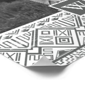 Gray Aztec Pattern | Foto met monogram Poster (Hoek)