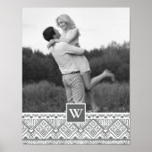 Gray Aztec Pattern | Foto met monogram Poster (Voorkant)