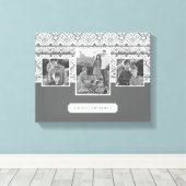 Gray Aztec Pattern | Foto's en tekst van de famili Canvas Afdruk (Insitu (Houten vloer))
