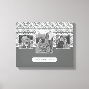 Gray Aztec Pattern Foto's en tekst van de famili Canvas Afdruk