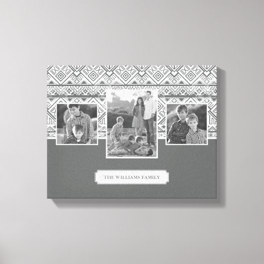 Gray Aztec Pattern | Foto's en tekst van de famili Canvas Afdruk (Voorkant)
