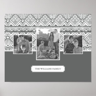Gray Aztec Pattern Foto's en tekst van de famili Poster