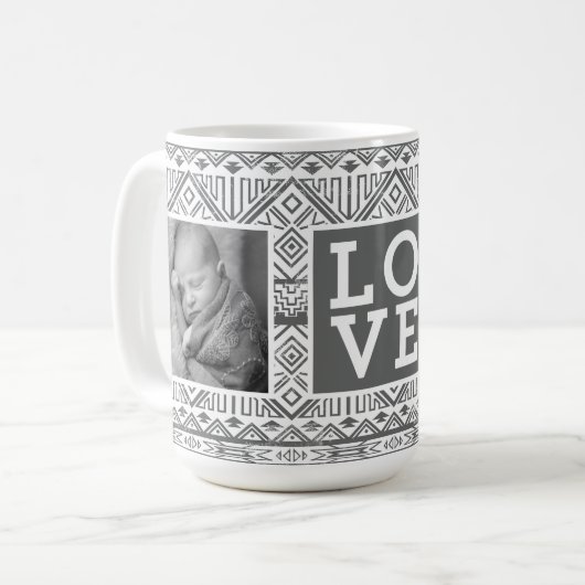 Gray Aztec Pattern | HOUD met foto's Koffiemok (Voorkant links)