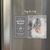 Gray Baby Boy Magnetic Photo Birth Announement