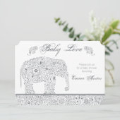 Gray Baby Elephant Shower Invitation Kaart (Staand voorkant)