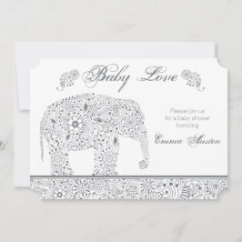 Gray Baby Elephant Shower Invitation Kaart