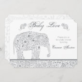 Gray Baby Elephant Shower Invitation Kaart (Voorkant / Achterkant)