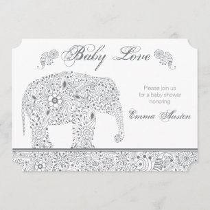 Gray Baby Elephant Shower Invitation Kaart