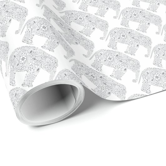 Gray Baby Love Elephant Gift Wrap Cadeaupapier (Rol Hoek)