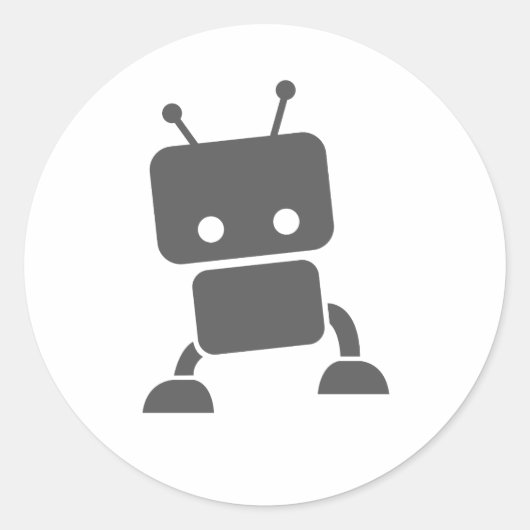 Gray Baby Robot Ronde Sticker (Voorkant)