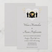 Gray Background Male Heart | Uitnodiging tot wedde (Voorkant / Achterkant)