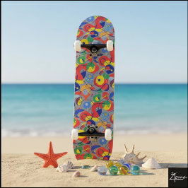Gray Background Primary Color Abstract Shapes Persoonlijk Skateboard