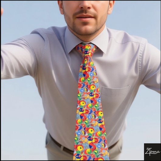 Gray Background Primary Color Abstract Shapes Stropdas