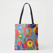 Gray Background Primary Color Abstract Shapes Tote Bag (Voorkant)