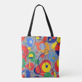 Gray Background Primary Color Abstract Shapes Tote Bag (Achterkant)
