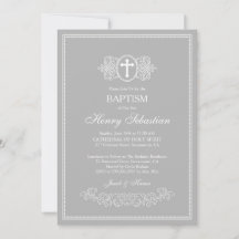 Gray Baptism Invitation