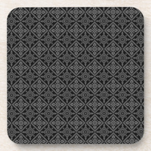 Gray Baroque Pattern op Black Bier Onderzetter