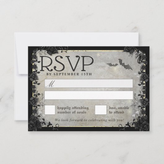 Gray Bats Gothic Matching RSVP-kaart RSVP Kaartje (Voorkant)
