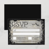 Gray Bats Gothic Matching RSVP-kaart RSVP Kaartje (Voorkant / Achterkant)
