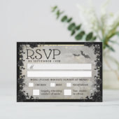 Gray Bats Gothic Matching RSVP MENU Kaart (Staand voorkant)