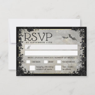 Gray Bats Gothic Matching RSVP MENU Kaart