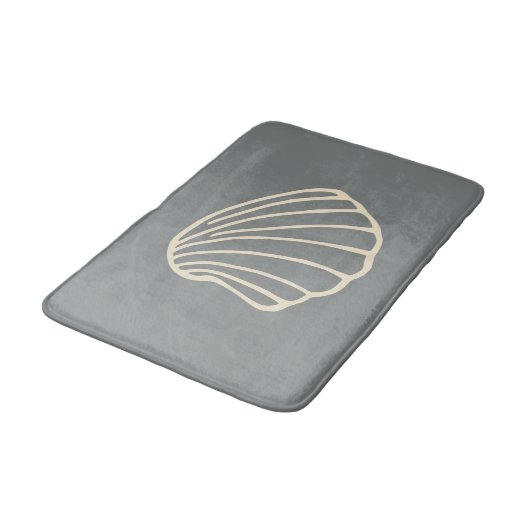 Gray Beach Seashell Zee Bathroom Rug Bath Mat (Gekanteld)