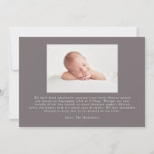 Gray & Beige Farmhouse Linen Stripes Foto Birth Aankondiging (Achterkant)