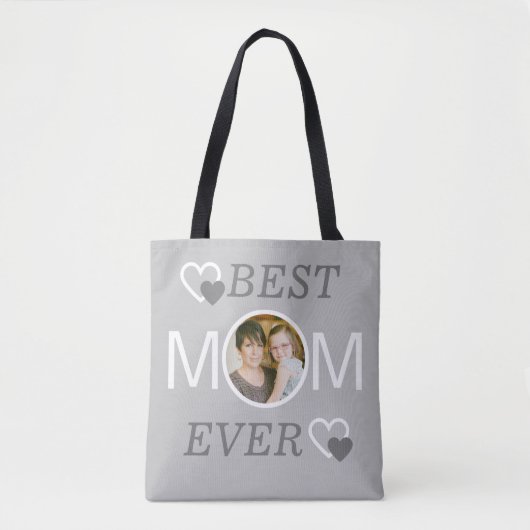 Gray Best Mam Ever Persoonlijke Moederdag Foto Tote Bag (Voorkant)