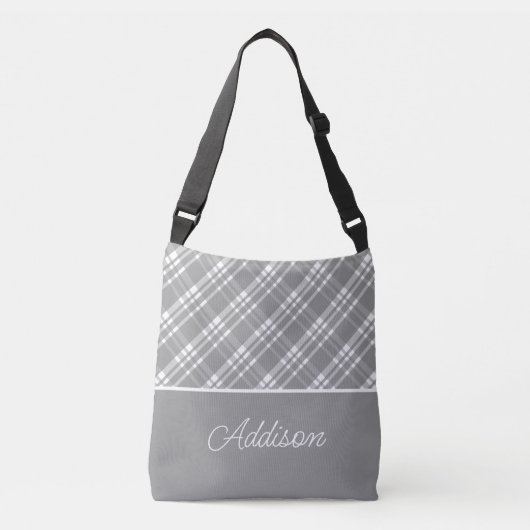 Gray Big Pset en Stripe Crossbody Bag Tas (Voorkant)