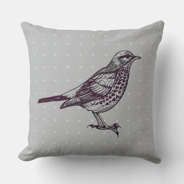  GRAY BIRD-ONTWERPRetro-Sierkussen Kussen (Voorkant)