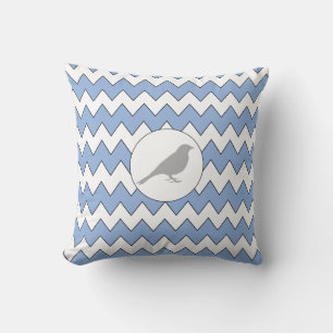 Gray Bird Zig Zag Light Blue Pillow Kussen