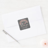 Gray Birds Floral Script Bedankt voor het huwelijk Vierkante Sticker (Envelop)