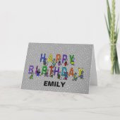 Gray Birthday Mice op Polka Dots Kaart (Voorkant)