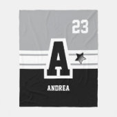 Gray & Black All Varsity Sport Letters Fleece Deken (Voorkant)