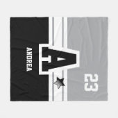 Gray & Black All Varsity Sport Letters Fleece Deken (Voorkant (Horizontaal))