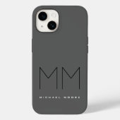 Gray Black Bold Monogram Modern Jouw naam Initiale Case-Mate iPhone Case (Achterkant)