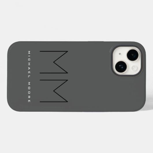 Gray Black Bold Monogram Modern Jouw naam Initiale Case-Mate iPhone Case (Achterkant (horizontaal))