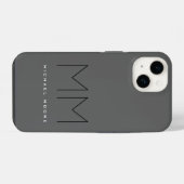 Gray Black Bold Monogram Modern Jouw naam Initiale iPhone Hoesje (Achterkant horizontaal)