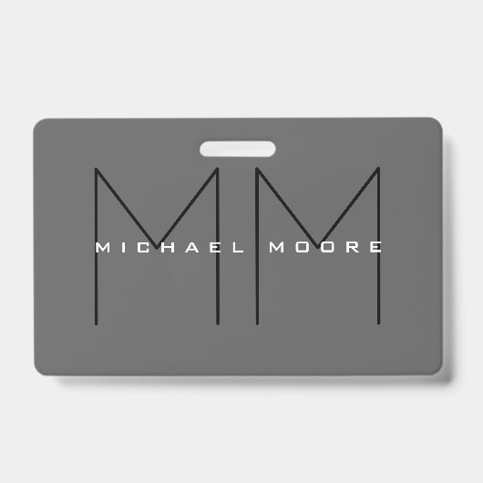 Gray Black Bold Monogram Modern minimalist Badge (Voorkant)