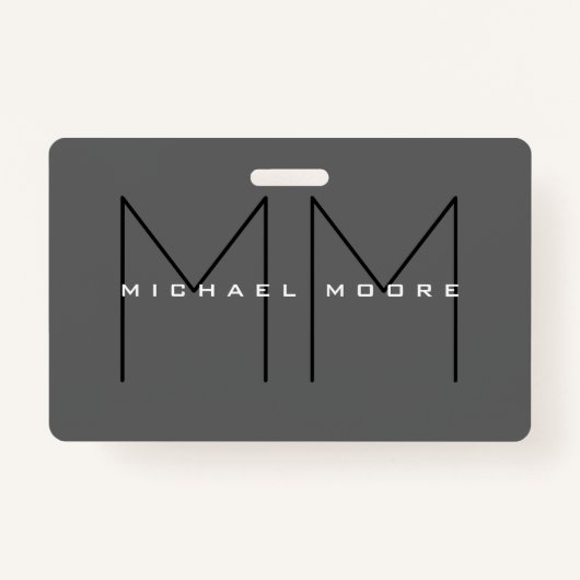 Gray Black Bold Monogram Modern minimalist Badge (Voorkant)