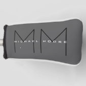 Gray Black Bold Monogram Modern minimalist Golfheadcover (Voorkant)