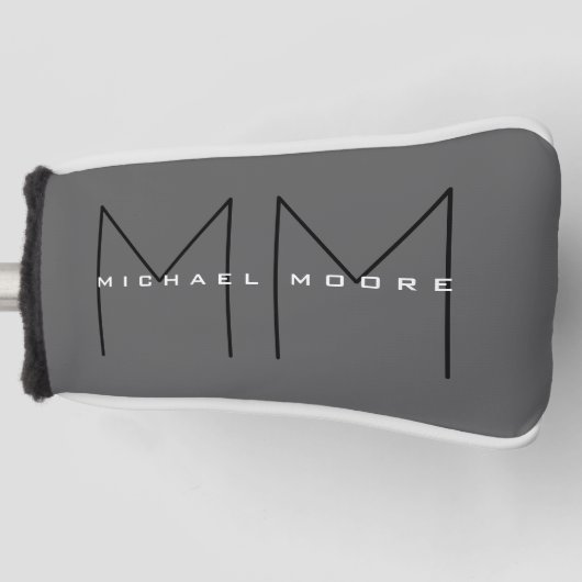 Gray Black Bold Monogram Modern minimalist Golfheadcover (Voorkant)