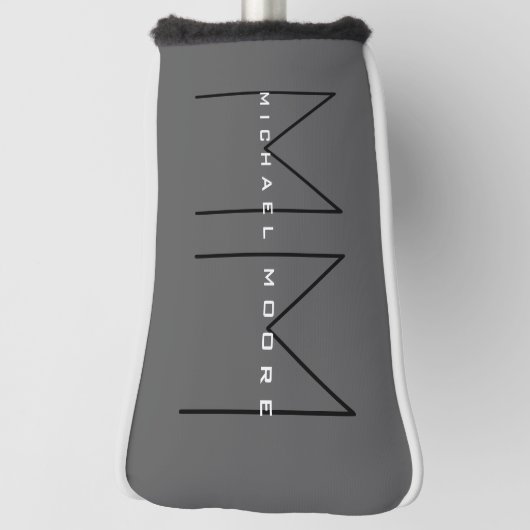 Gray Black Bold Monogram Modern minimalist Golfheadcover (Draai 90)