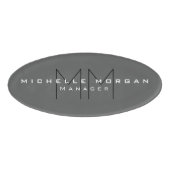 Gray Black Bold Monogram Modern minimalist Naambadge (Voorkant)