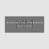 Gray Black Bold Monogram Modern minimalist Naamplaatje (Voorkant)