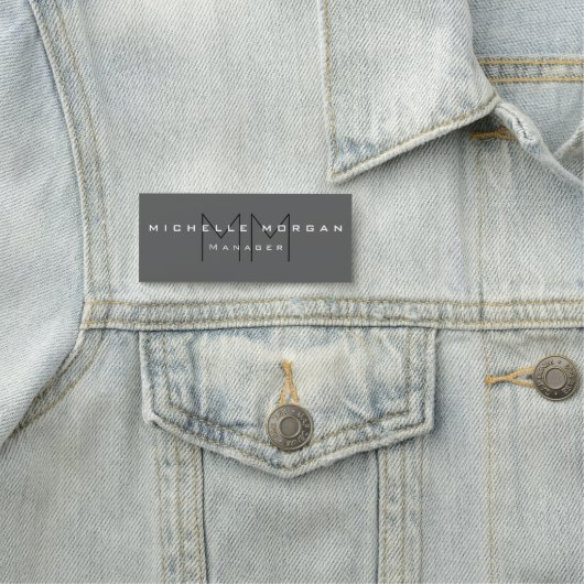 Gray Black Bold Monogram Modern minimalist Naamplaatje (In situ)