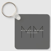 Gray Black Bold Monogram Modern minimalist Sleutelhanger (Voorkant)