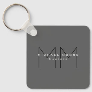 Gray Black Bold Monogram Modern minimalist Sleutelhanger