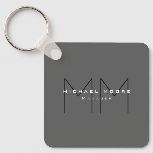 Gray Black Bold Monogram Modern minimalist Sleutelhanger (Voorkant)